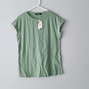 New Sunbs Cap Sleeve Shirt Green Relaxed Fit Lightweight Soft T-Shirt Medium